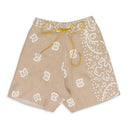 BEIGE BANDANA KNIT SHORTS