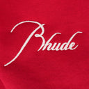 RED LOGO EMBROIDERED DRAWSTRING SWEATSHORT