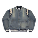 BLUE DENIM LIGHTNING VARSITY JACKET