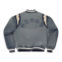 BLUE DENIM LIGHTNING VARSITY JACKET