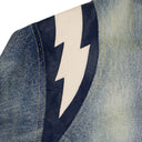 BLUE DENIM LIGHTNING VARSITY JACKET