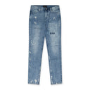 BLUE CLAYTON DISTRESSED PAINT SKINNY JEANS
