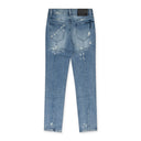 BLUE CLAYTON DISTRESSED PAINT SKINNY JEANS