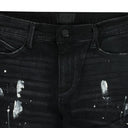 BLACK CLAYTON DISTRESSED PAINT SKINNY JEANS
