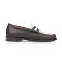 BROWN/WHITE BICOLOR SLIP ON LOAFER