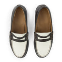 BROWN/WHITE BICOLOR SLIP ON LOAFER