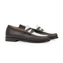 BROWN/WHITE BICOLOR SLIP ON LOAFER