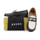 BROWN/WHITE BICOLOR SLIP ON LOAFER