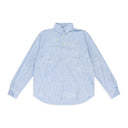 Blue Gathered Fray Button Down Shirt