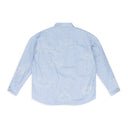 Blue Gathered Fray Button Down Shirt