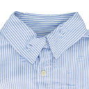 Blue Gathered Fray Button Down Shirt