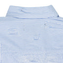 Blue Gathered Fray Button Down Shirt