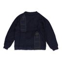 Black Gathered Collegiate Pullover Sweater