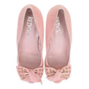 Pink Peep Toe Studded Bow Heels