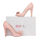 Pink Peep Toe Studded Bow Heels