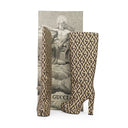 Brown And Beige Mini Diamonds Knee High Boots