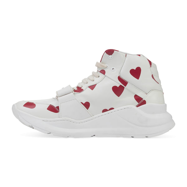 WHITE REGIS HEART PRINT HIGH-TOP SNEAKERS