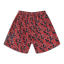 Black/Red Staggered Logo Shorts