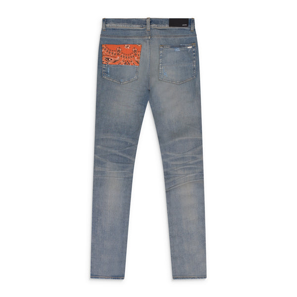 Blue Vintage Bandana Patch Skinny Jeans