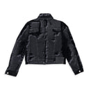 Black Flock Denim Jacket