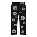 Black Rhinestone Cotton Wreath Jeans