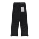 Black Side Zip Coated Clean Wide-Leg Jeans
