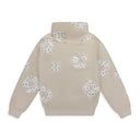 Cream Rhinestone Cotton Wreath Zip Hoodie