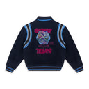 Navy Bstroy Tears Logo Varsity Jacket
