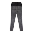 Grey Contrast Leather Skinny Jeans