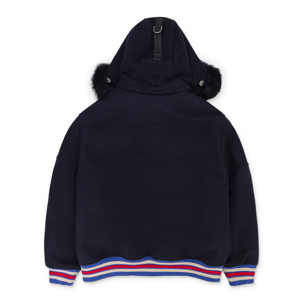 Navy NHL x Moose Knuckles Rangers Bomber Jacket