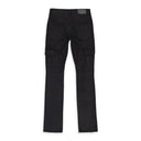 Black P004 Resin Coated Flared Cargo Skinny Jeans