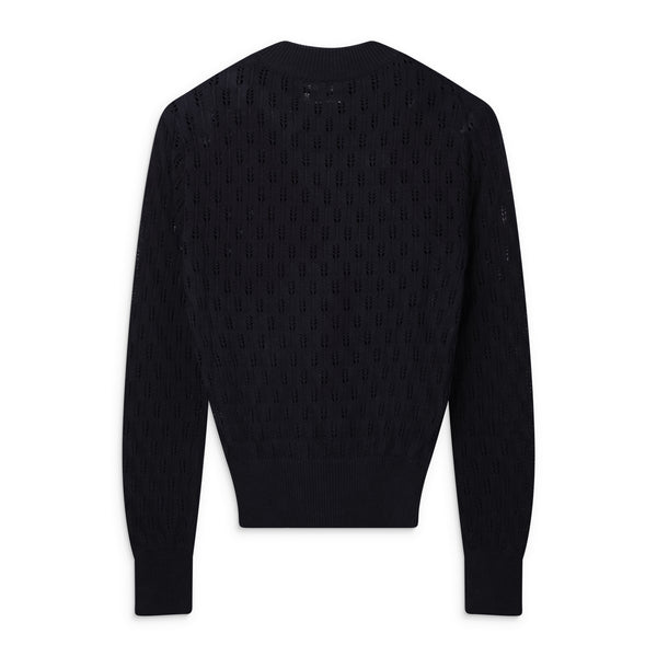 Black Nissan Textured Crewneck Sweater