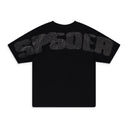Black Rhinestone Silk T-Shirt