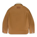 Brown Curved Hem High Neck Leather Jacket