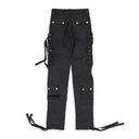 Black Tactical Leather Cargo Pants