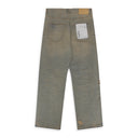 Light Indigo Verditer Destroyed Wide-Leg Jeans