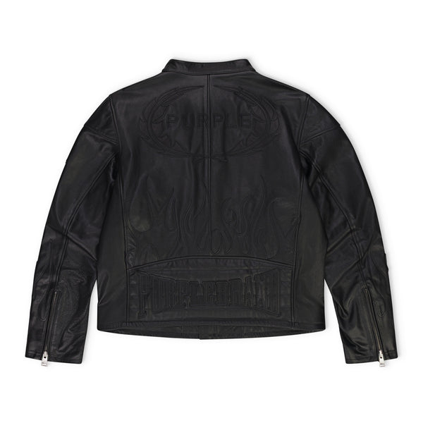 Black Leather Zip Moto Jacket