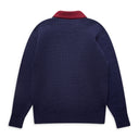 Blue Layered Jumper/Ribbed V-Neck Polo Sweater