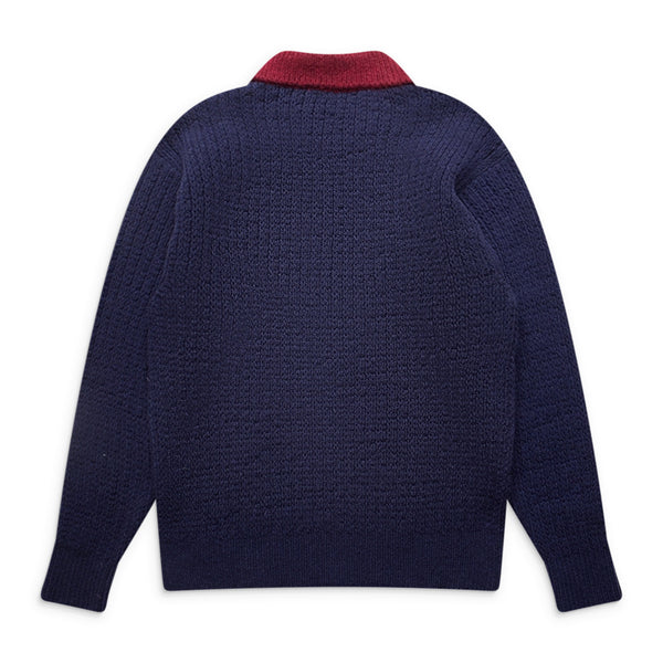 Blue Layered Jumper/Ribbed V-Neck Polo Sweater