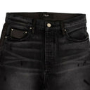 Amiri Crop Straight Lthr Denim Pants - Black