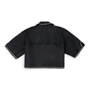 Black Stitched Crop Leather Vest