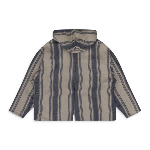 Beige Stripe Linen Mexican Parka