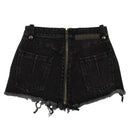 Black Denim Distressed Hem Short Pants