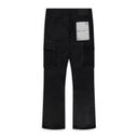 Black Coated Cargo Flare Jeans