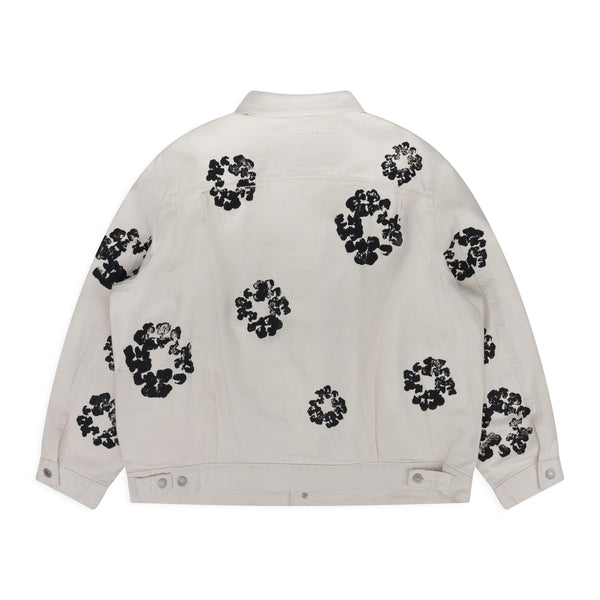 White Cotton Wreath Denim Jacket