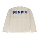 White Intarsia Knit Logo Cardigan