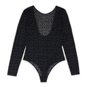 Black Mesh High Cut Bodysuit