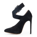 ESCARPINS CHAMOIS STRAP ON SUEDE HEELS
