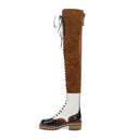 Brown Lace-Up Over the Knee Boots