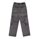 Aged Black Loose Straight Cargo Pants